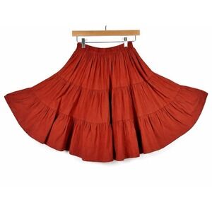 Circle T Marilyn Lenox Skirt Womens Large Boho Festival Tiered Flowy Brown USA